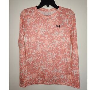 Under Armour Velocity Printed LS Pink White Camo Training Shirt Womens XS